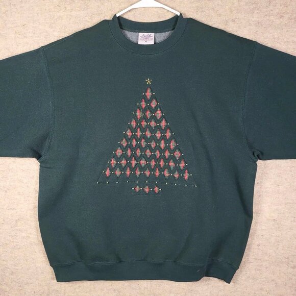 Vintage Pluma Christmas Green Sweater Women’s Size XL Plaid Long Sleeve - Picture 5 of 9